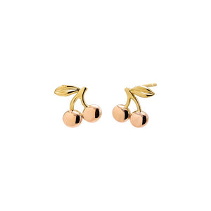 14K Two-Tone / Pair Solid Mini Cherry Stud Earring 14K - Adina Eden's Jewels