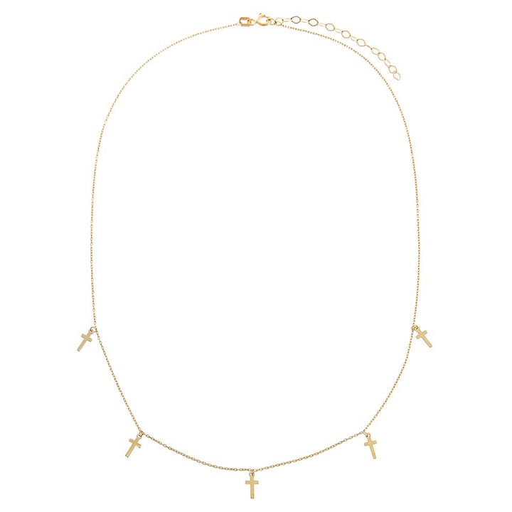  Solid Mini Dangling Crosses Necklace 14K - Adina Eden's Jewels