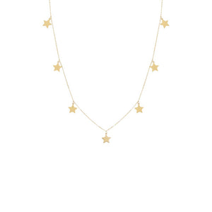 14K Gold Solid Mini Dangling Stars Necklace 14K - Adina Eden's Jewels