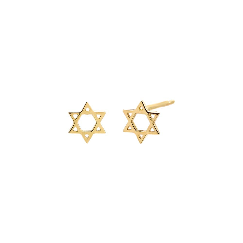 14K Gold / Pair Solid Mini Star of David Stud Earring 14K - Adina Eden's Jewels