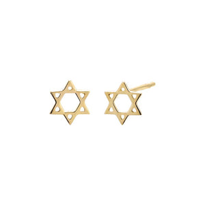14K Gold / Pair Solid Mini Star of David Stud Earring 14K - Adina Eden's Jewels