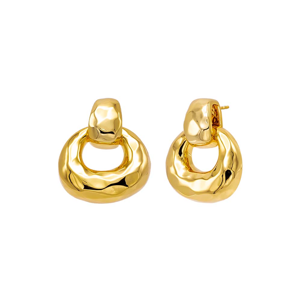 Gold Solid Open Drop Stud Earring - Adina Eden's Jewels