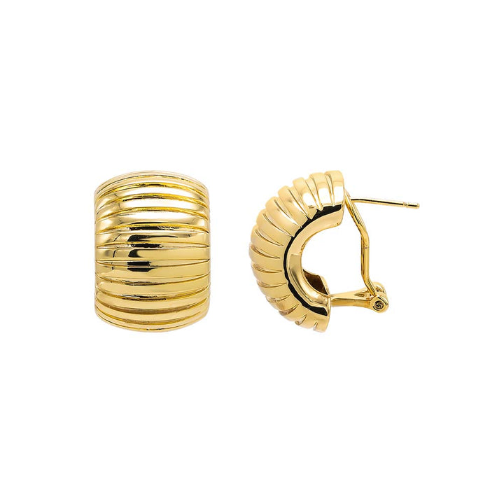 Gold Solid Ridged On The Ear Stud Earring - Adina Eden's Jewels