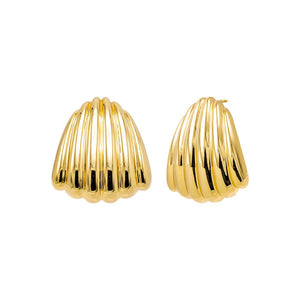 Solid Ridged Shell On The Ear Stud Earring
