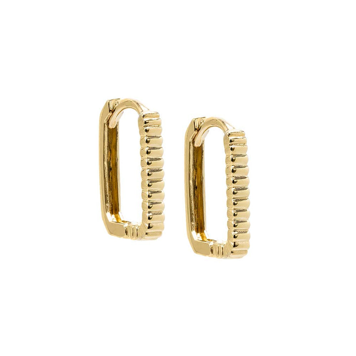 14K Gold / Pair Solid Ridged U-Shape Huggie Earring 14K - Adina Eden's Jewels