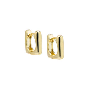 Gold Solid Square Shape Huggie Earring - Adina Eden's Jewels