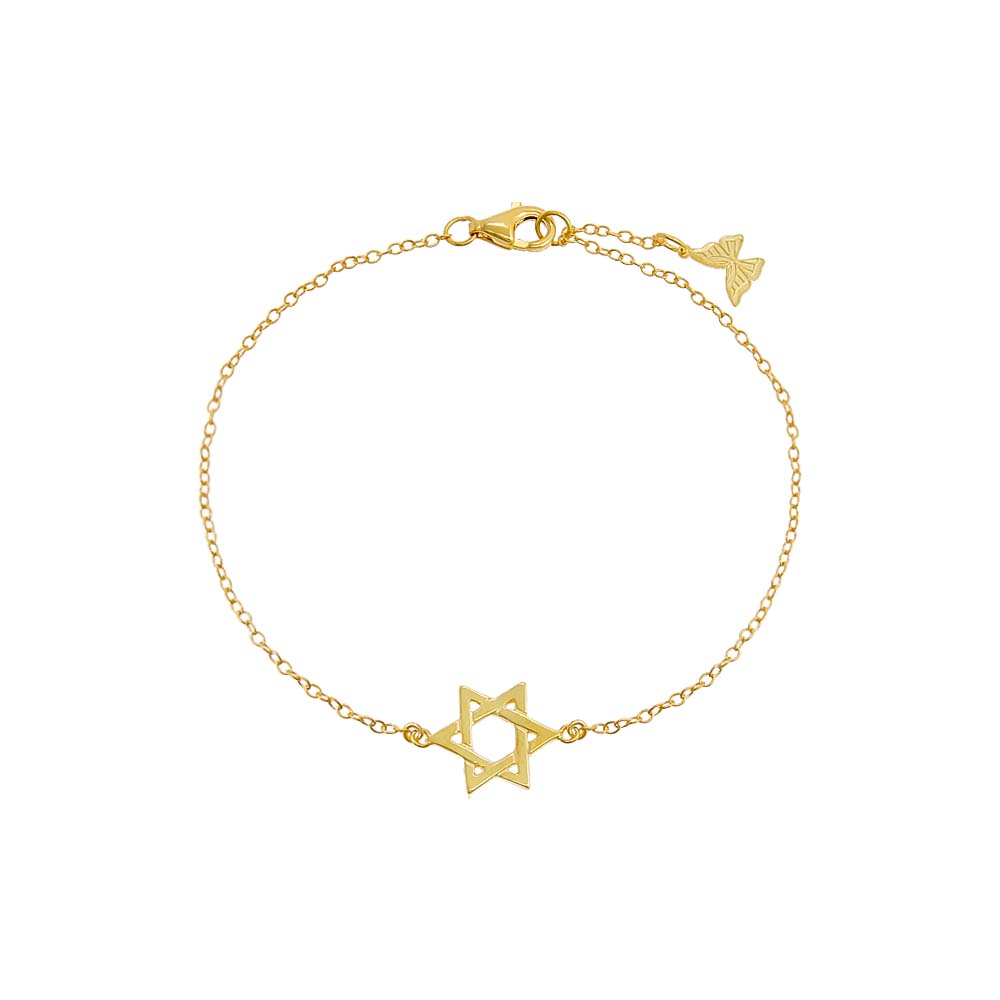 Gold Solid Star Of David Charm Bracelet - Adina Eden's Jewels