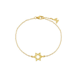 Gold Solid Star Of David Charm Bracelet - Adina Eden's Jewels