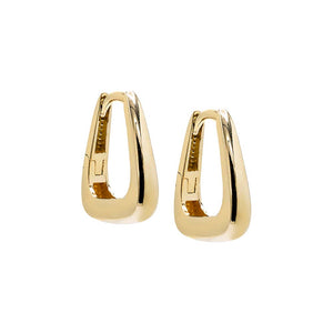14K Gold Solid Triangular Open Huggie Earring 14K - Adina Eden's Jewels
