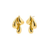 Gold Solid Triple Puffy Teardrop Stud Earring - Adina Eden's Jewels