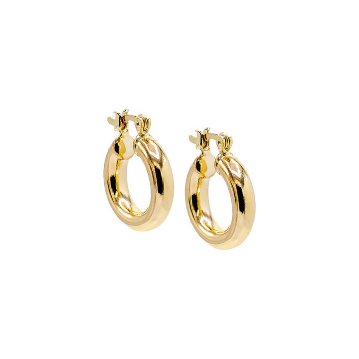 Gold / 15 MM Solid Tube Hoop Earring - Adina Eden's Jewels