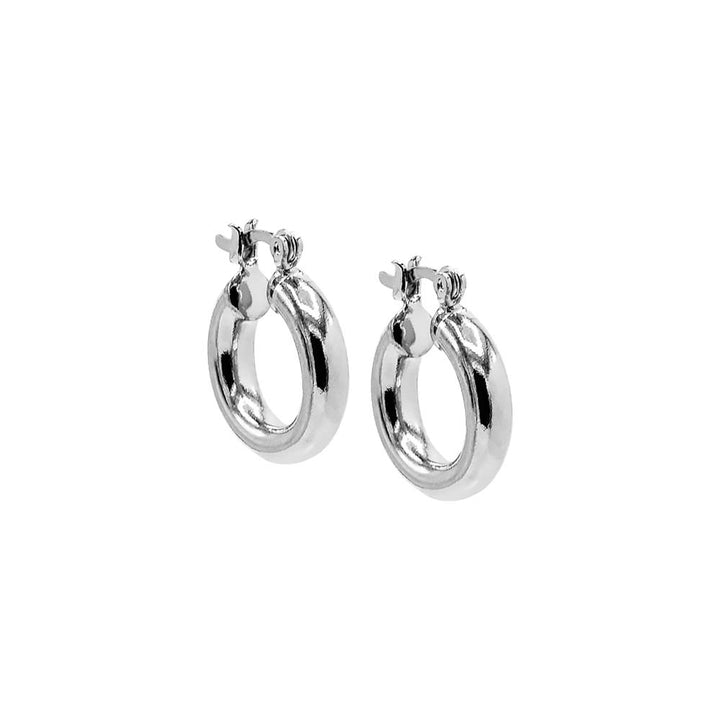 Silver / 15 MM Solid Tube Hoop Earring - Adina Eden's Jewels