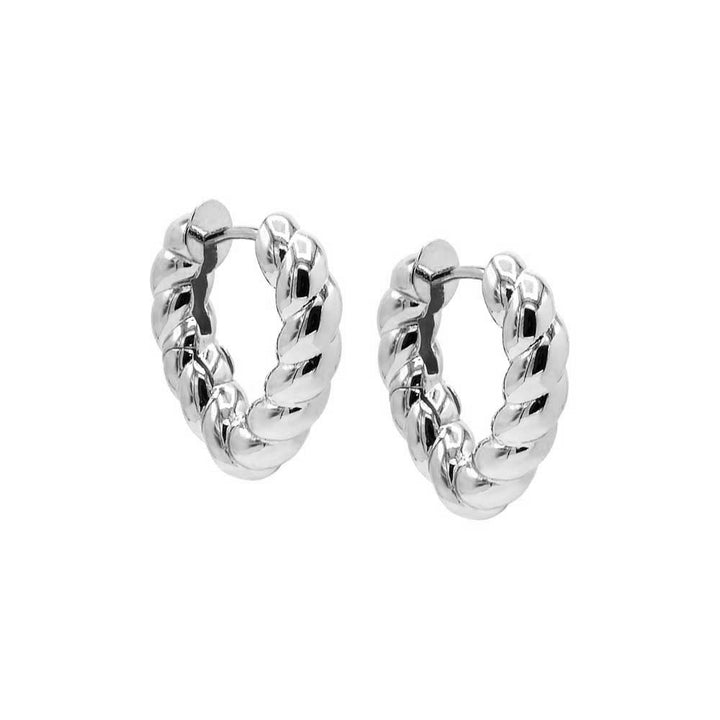 Silver Twisted V-Shape Huggie Earring - Adina Eden's Jewels