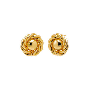Gold Solid Twisted Ball On The Ear Stud Earring - Adina Eden's Jewels