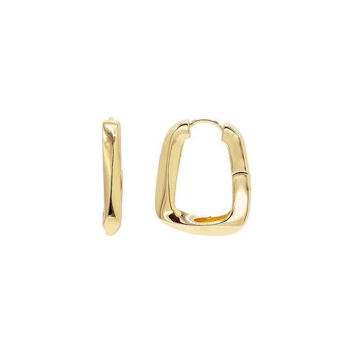 Gold Solid Twisted Box Hoop Earring - Adina Eden's Jewels