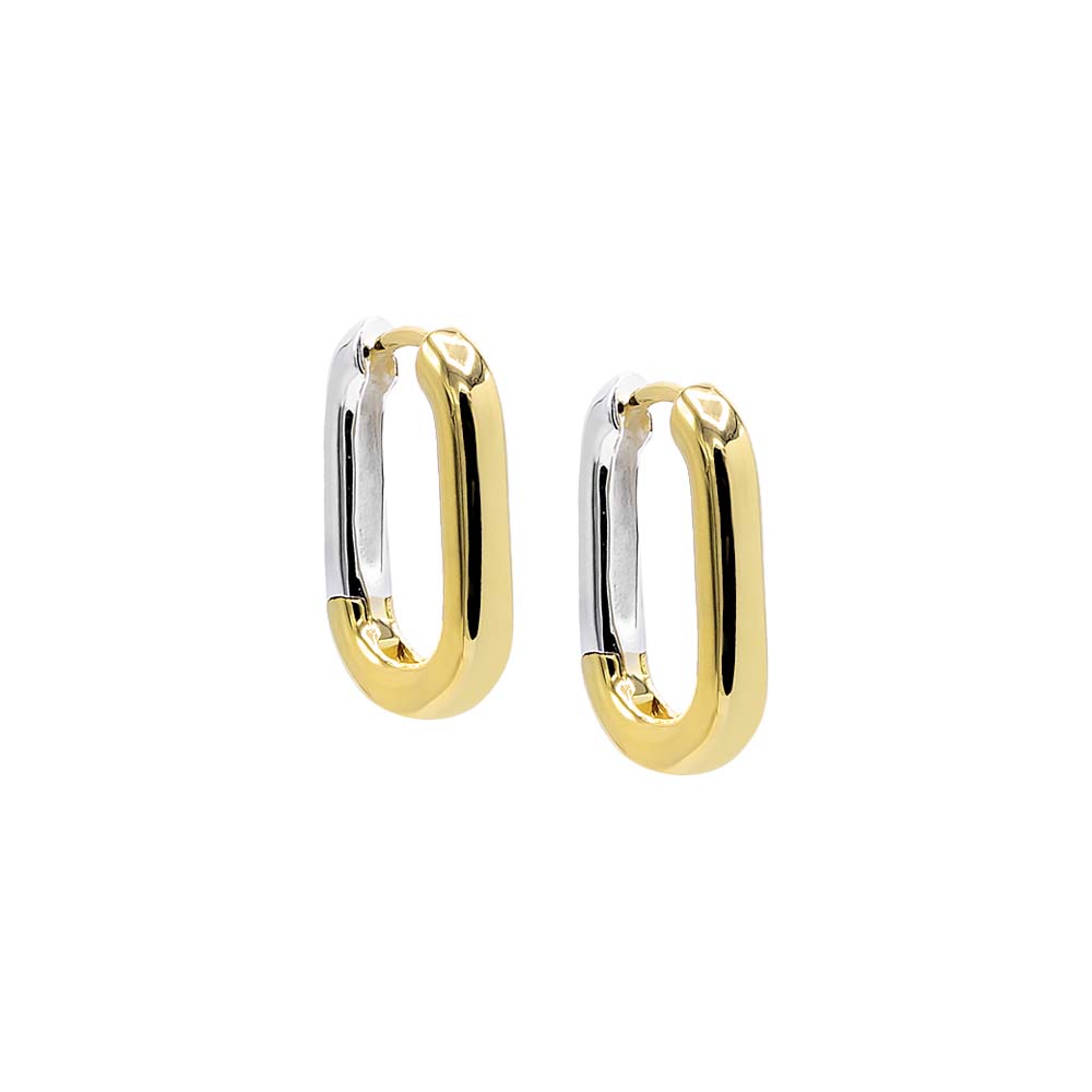 Two-Tone / Pair Solid Two Tone Chain Link Huggie Earring - Adina Eden's Jewels
