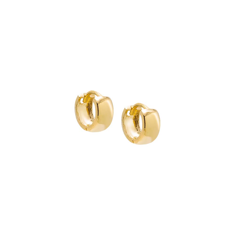 14K Gold / Pair Itty Bitty Solid Wide Huggie Earring 14K - Adina Eden's Jewels