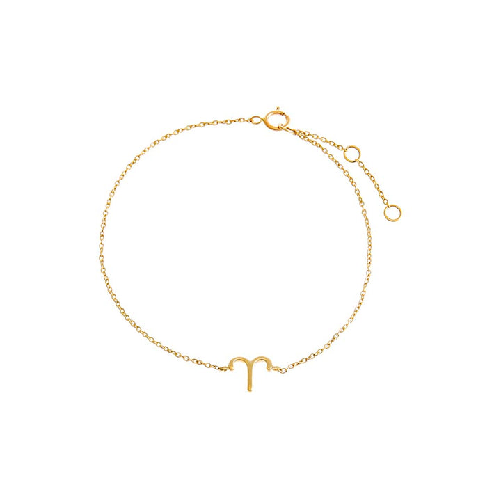 14K Gold / Aries Solid Zodiac Bracelet 14K - Adina Eden's Jewels
