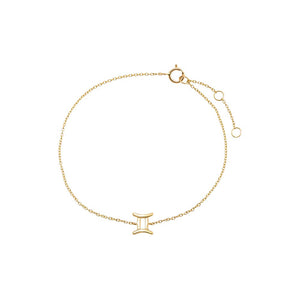 14K Gold / Gemini Solid Zodiac Bracelet 14K - Adina Eden's Jewels