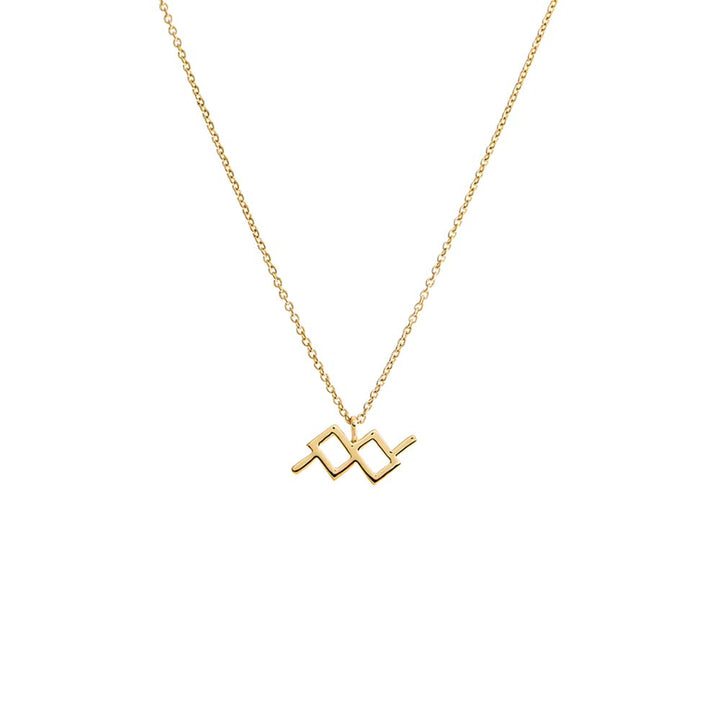 14K Gold / Aquarius Solid Zodiac Necklace 14K - Adina Eden's Jewels