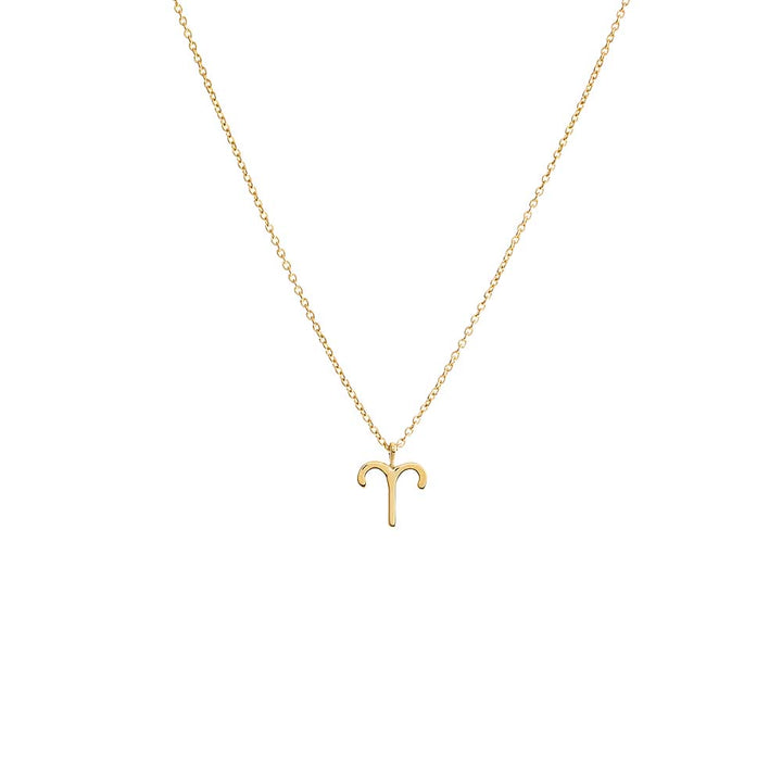 14K Gold / Aries Solid Zodiac Necklace 14K - Adina Eden's Jewels