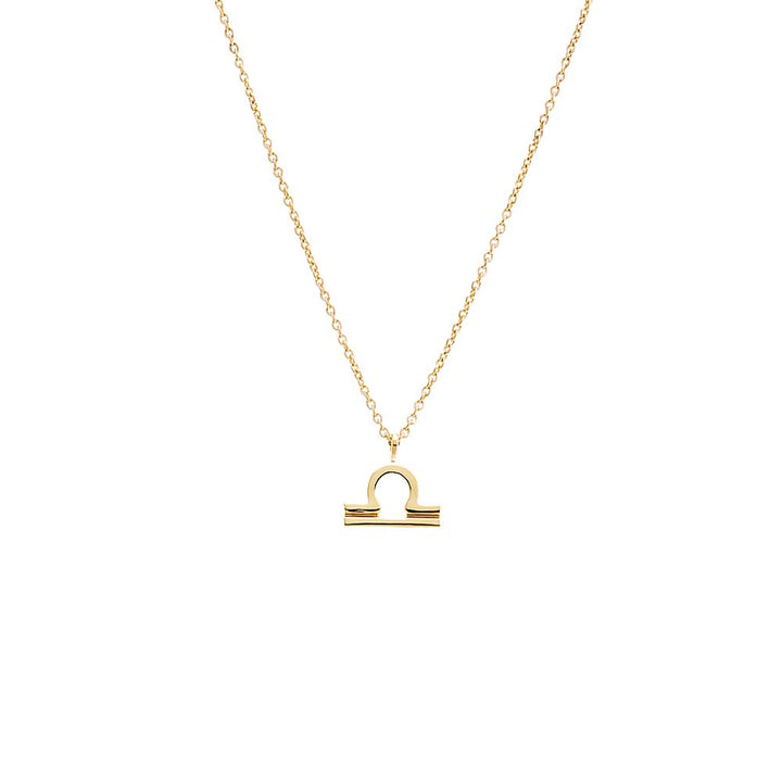 14K Gold / Libra Solid Zodiac Necklace 14K - Adina Eden's Jewels