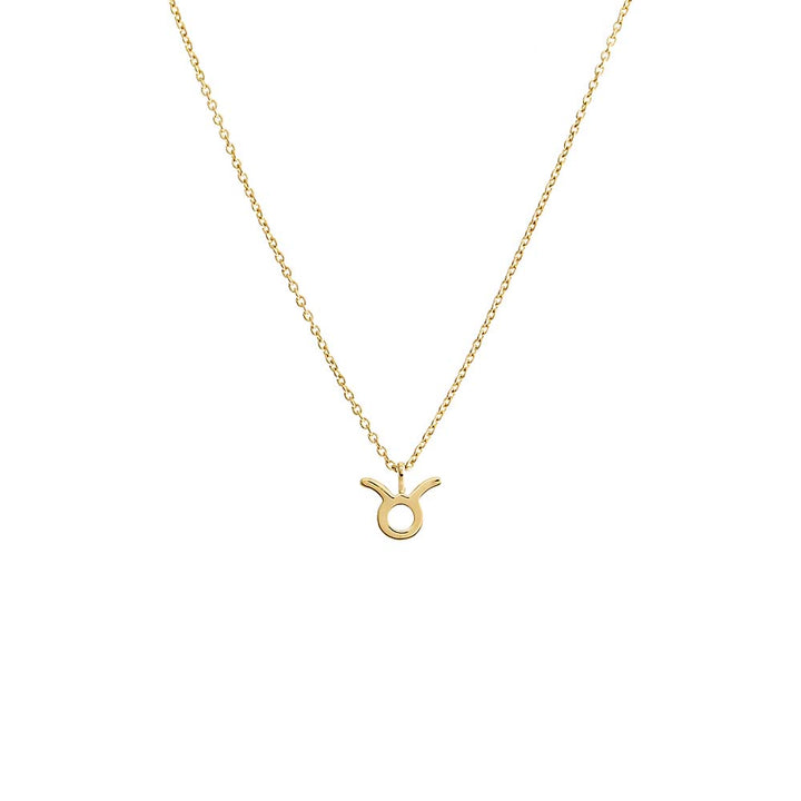 14K Gold / Taurus Solid Zodiac Necklace 14K - Adina Eden's Jewels