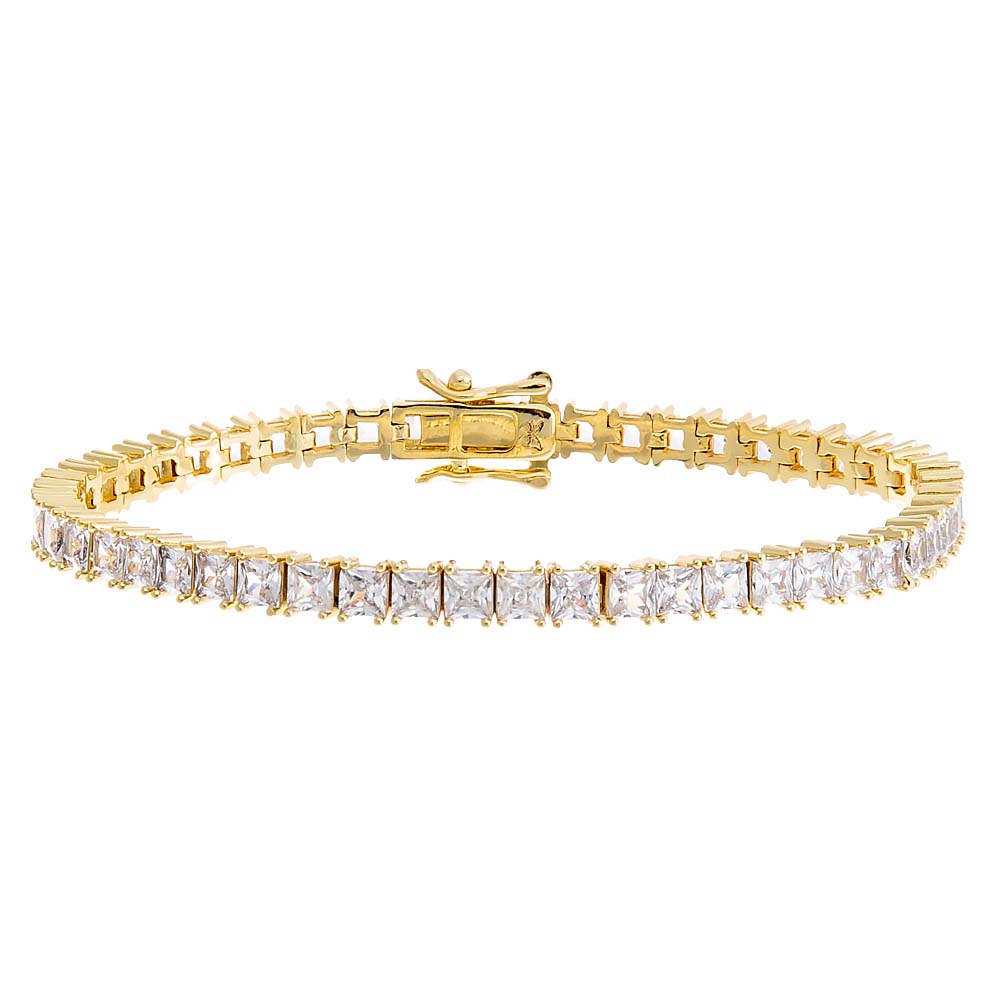 Gold / 6.5IN CZ Princess Cut Tennis Bracelet - Adina Eden's Jewels