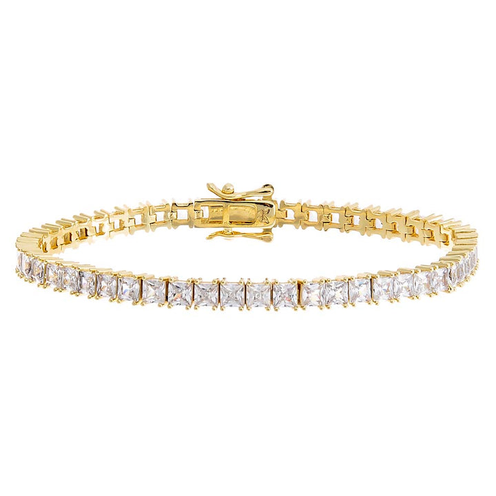 Gold / 6.5IN CZ Princess Cut Tennis Bracelet - Adina Eden's Jewels