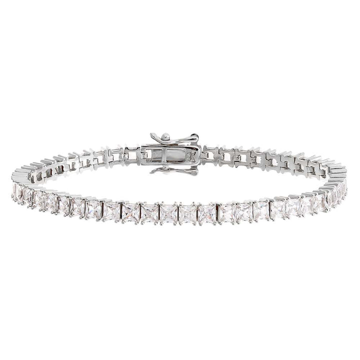 Silver / 6.5IN CZ Princess Cut Tennis Bracelet - Adina Eden's Jewels