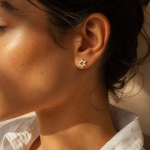 Star Of David Pave Stud Earring