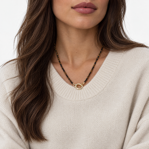 Tiger Eye Natural Stone Beaded Chain Clicker Necklace - Adina Eden's Jewels