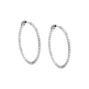 Silver Fancy CZ Tennis Open Hoop Earirng - Adina Eden's Jewels