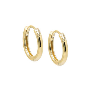 14K Gold / Pair Solid Rounded Huggie Earring 14K - Adina Eden's Jewels