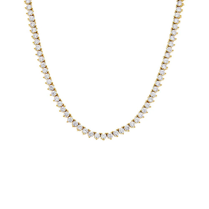 Gold / 3MM / 16IN Three Prong Tennis Necklace - Adina Eden's Jewels