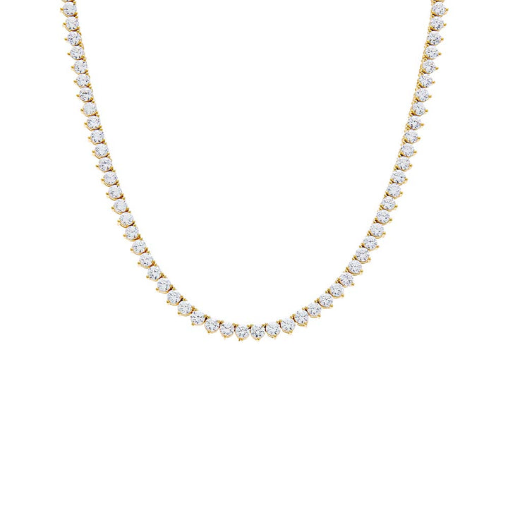 Gold / 3MM / 18IN Three Prong Tennis Necklace - Adina Eden's Jewels