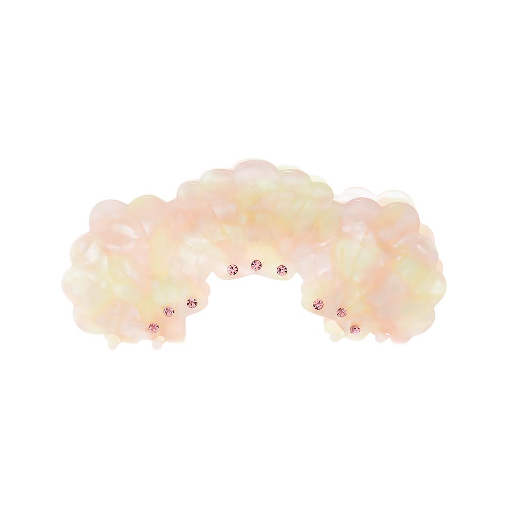 Light Pink Rhinestone Embellished Triple Shell Curved Claw Clip - Adina Eden's Jewels