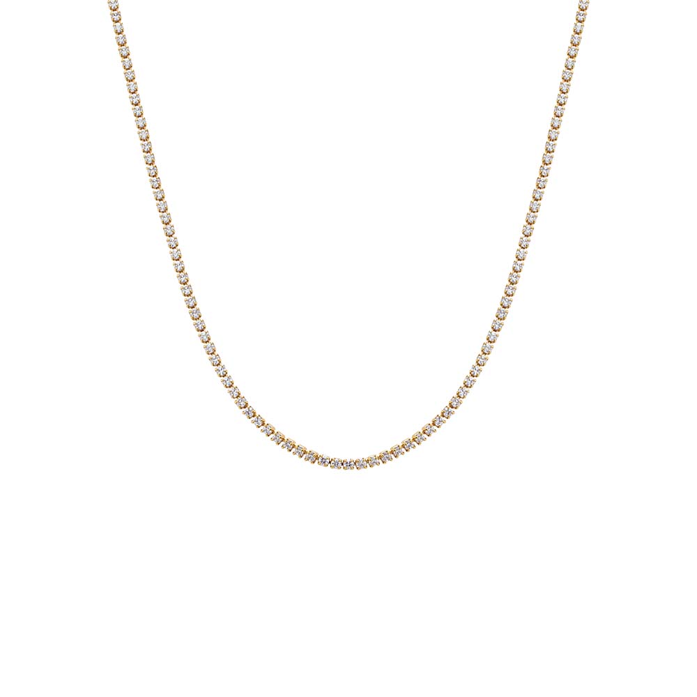 Gold / 18" Classic Thin Tennis Necklace - Adina Eden's Jewels