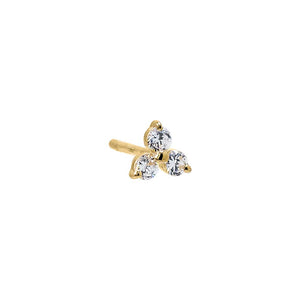 14K Gold / Single Tiny CZ Trio Cluster Stud Earring 14K - Adina Eden's Jewels