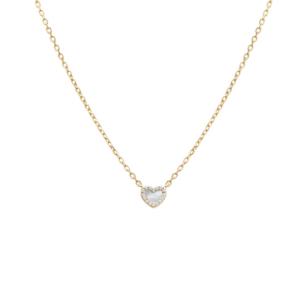 Mother of Pearl Tiny Pave Colored Gemstone Pendant Necklace - Adina Eden's Jewels