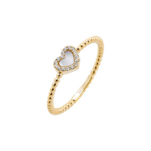 Mother of Pearl / 6 Pave Colored Gemstone Beaded Ring - Adina Eden's Jewels