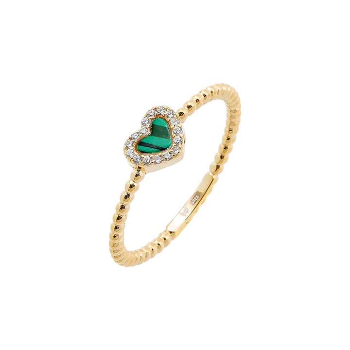 Malachite / 6 Tiny Pave Colored Gemstone Beaded Ring - Adina Eden's Jewels