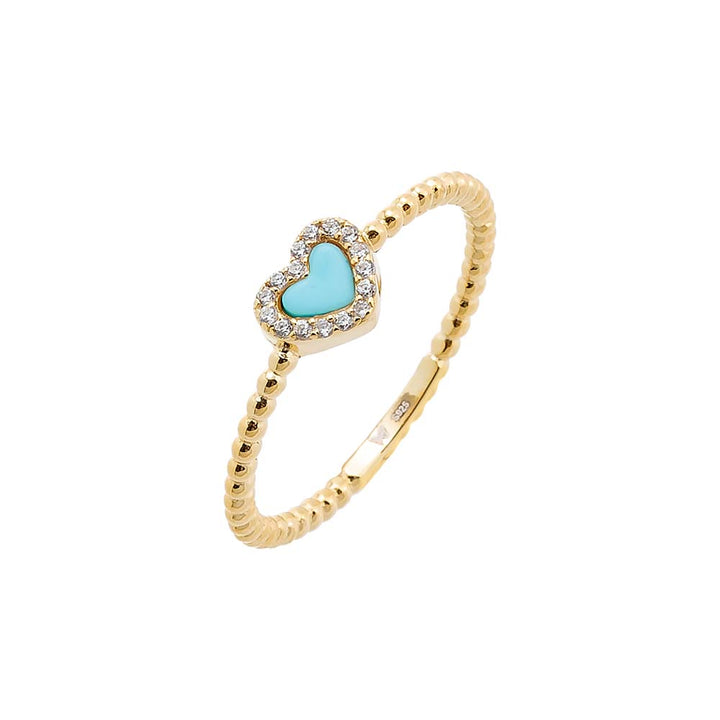 Turquoise / 6 Tiny Pave Colored Gemstone Beaded Ring - Adina Eden's Jewels