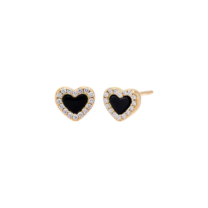 Onyx / Pair Tiny Pave Colored Gemstone Stud Earring - Adina Eden's Jewels