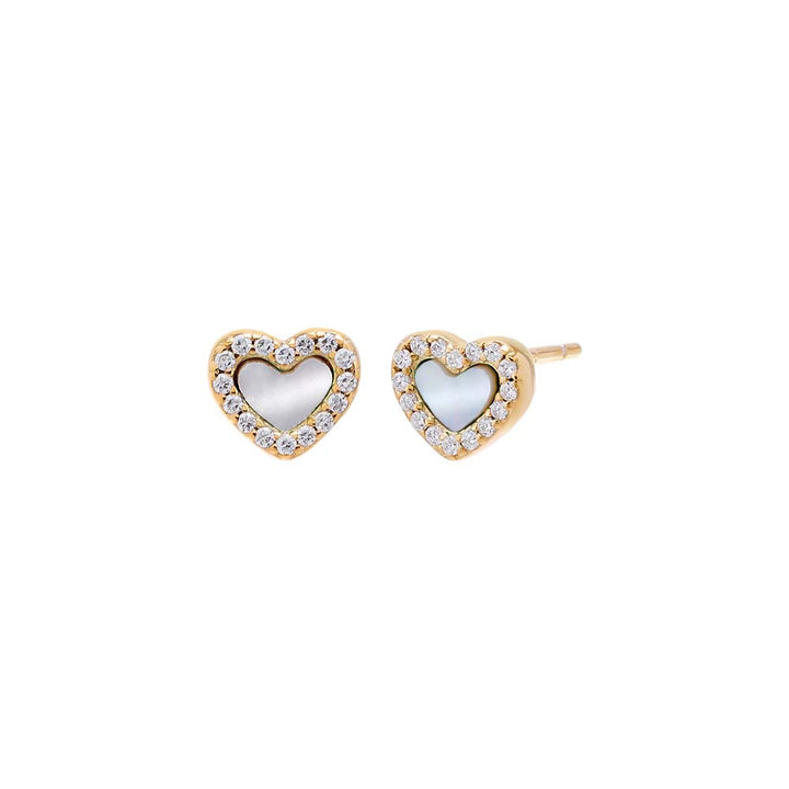 Mother of Pearl / Pair Tiny Pave Colored Gemstone Stud Earring - Adina Eden's Jewels