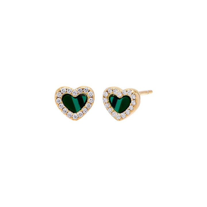 Malachite / Pair Tiny Pave Colored Gemstone Stud Earring - Adina Eden's Jewels