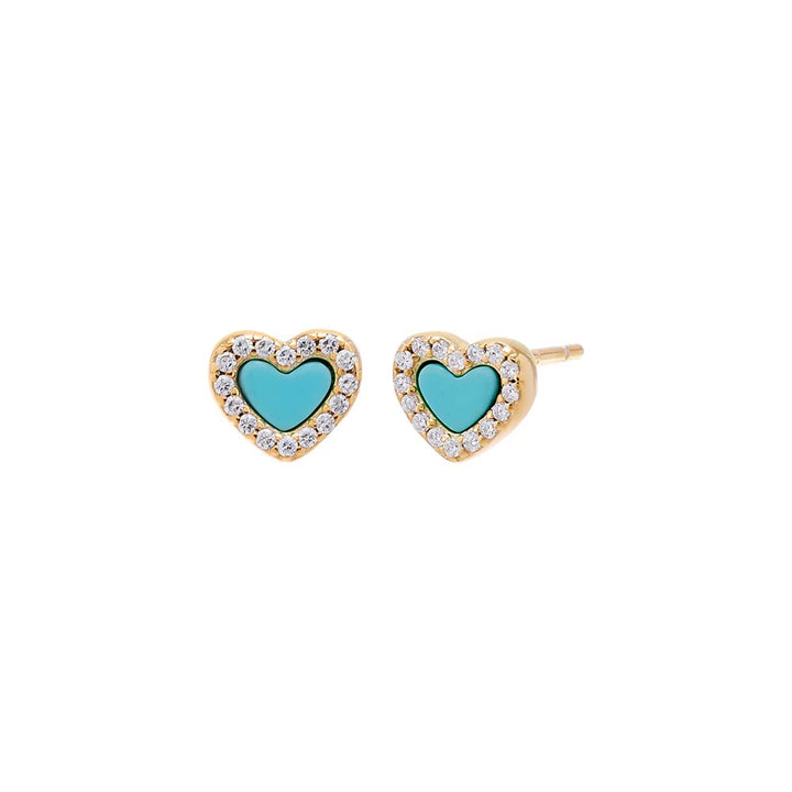 Turquoise / Pair Tiny Pave Colored Gemstone Stud Earring - Adina Eden's Jewels