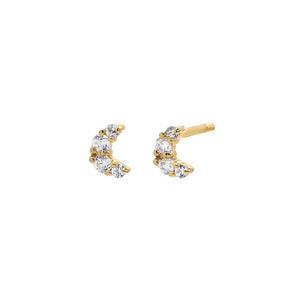  Tiny Pave Crescent Stud Earring 14K - Adina Eden's Jewels