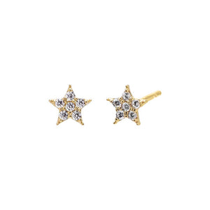 14K Gold / Pair Tiny Pave Star Stud Earring 14K - Adina Eden's Jewels