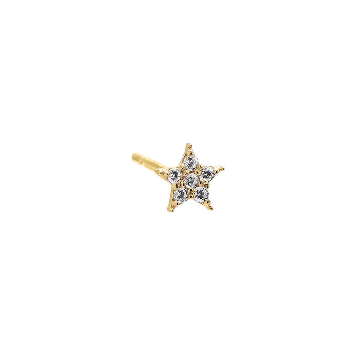 14K Gold / Single Tiny Pave Star Stud Earring 14K - Adina Eden's Jewels